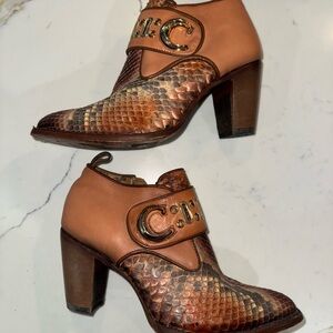 Elegant Tan and Brown Heeled Boots